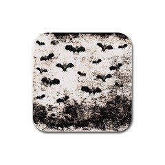 Vintage Halloween Bat Pattern Rubber Square Coaster (4 Pack)  by Valentinaart