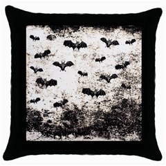 Vintage Halloween Bat Pattern Throw Pillow Case (black) by Valentinaart