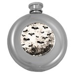 Vintage Halloween Bat pattern Round Hip Flask (5 oz) Front