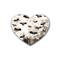 Vintage Halloween Bat Pattern Heart Coaster (4 Pack)  by Valentinaart