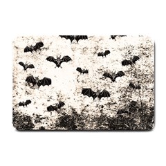 Vintage Halloween Bat Pattern Small Doormat  by Valentinaart