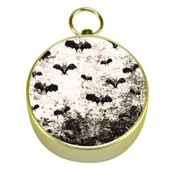 Vintage Halloween Bat Pattern Gold Compasses by Valentinaart