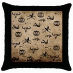 Vintage Halloween pattern Throw Pillow Case (Black) Front