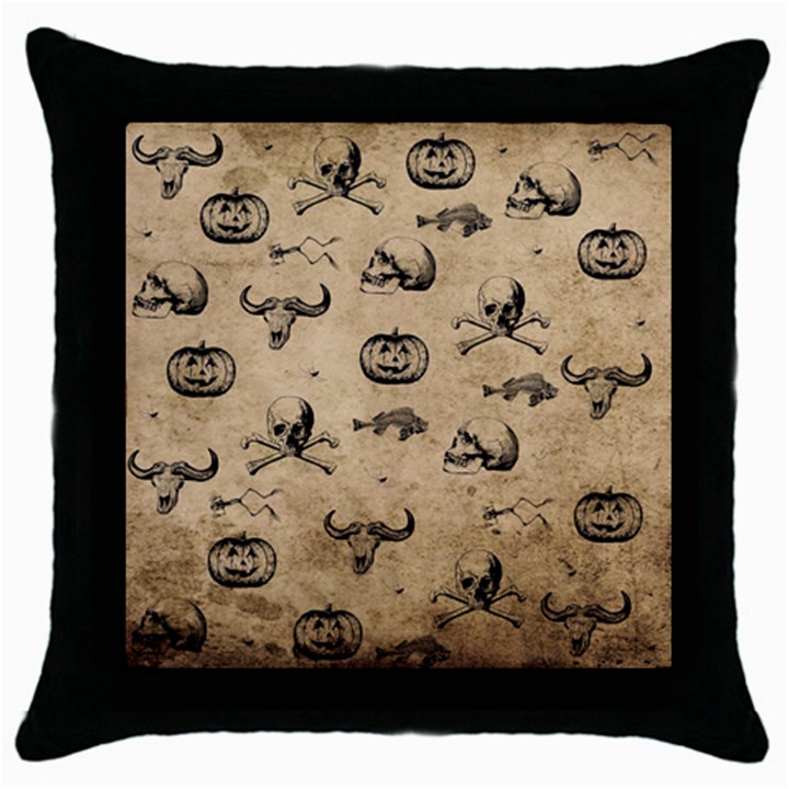 Vintage Halloween pattern Throw Pillow Case (Black)