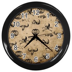 Vintage Halloween Pattern Wall Clocks (black) by Valentinaart