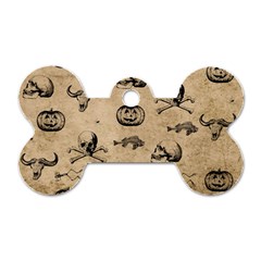 Vintage Halloween Pattern Dog Tag Bone (one Side) by Valentinaart