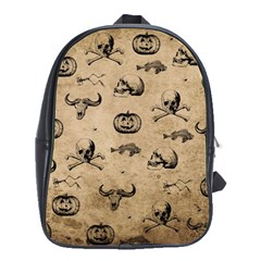 Vintage Halloween Pattern School Bag (large) by Valentinaart