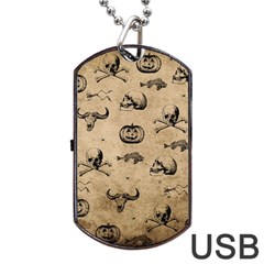 Vintage Halloween Pattern Dog Tag Usb Flash (one Side) by Valentinaart