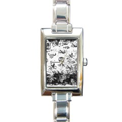 Vintage Halloween Pattern Rectangle Italian Charm Watch by Valentinaart