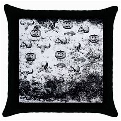 Vintage Halloween Pattern Throw Pillow Case (black) by Valentinaart