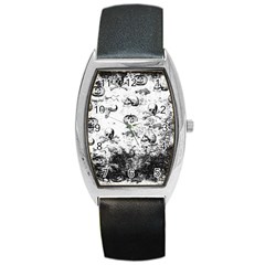 Vintage Halloween Pattern Barrel Style Metal Watch by Valentinaart