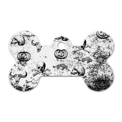 Vintage Halloween Pattern Dog Tag Bone (two Sides) by Valentinaart