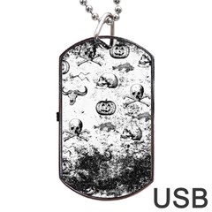 Vintage Halloween Pattern Dog Tag Usb Flash (one Side) by Valentinaart