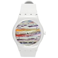 Imagesart Li Photo 27 06 2017, 8 10 22 Am Cara Azul Round Plastic Sport Watch (m) by MaryIllustrations