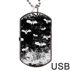 Vintage Halloween Bat Pattern Dog Tag Usb Flash (one Side) by Valentinaart