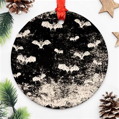 Vintage Halloween Bat Pattern Ornament (round) by Valentinaart