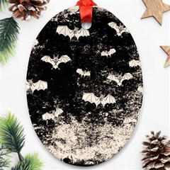 Vintage Halloween Bat Pattern Ornament (oval) by Valentinaart