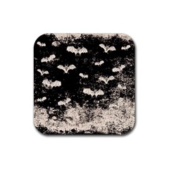 Vintage Halloween Bat Pattern Rubber Coaster (square)  by Valentinaart