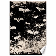 Vintage Halloween Bat Pattern Canvas 12  X 18   by Valentinaart