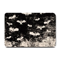 Vintage Halloween Bat Pattern Small Doormat  by Valentinaart