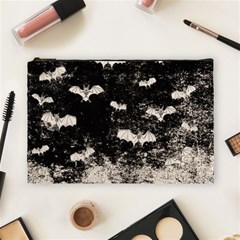 Vintage Halloween Bat Pattern Cosmetic Bag (large)  by Valentinaart