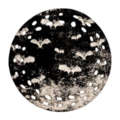 Vintage Halloween Bat Pattern Ornament (round Filigree) by Valentinaart