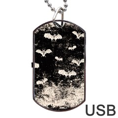 Vintage Halloween Bat Pattern Dog Tag Usb Flash (two Sides) by Valentinaart