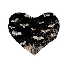 Vintage Halloween Bat Pattern Standard 16  Premium Heart Shape Cushions by Valentinaart