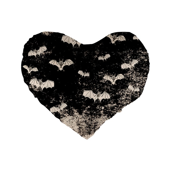 Vintage Halloween Bat pattern Standard 16  Premium Heart Shape Cushions