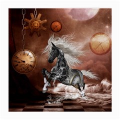 Steampunk, Awesome Steampunk Horse With Clocks And Gears In Silver Medium Glasses Cloth by FantasyWorld7