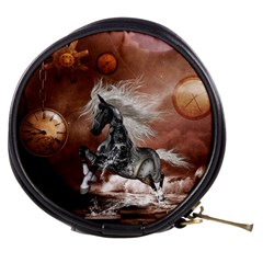 Steampunk, Awesome Steampunk Horse With Clocks And Gears In Silver Mini Makeup Bags by FantasyWorld7