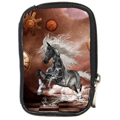 Steampunk, Awesome Steampunk Horse With Clocks And Gears In Silver Compact Camera Cases by FantasyWorld7