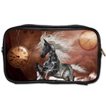 Steampunk, Awesome Steampunk Horse With Clocks And Gears In Silver Toiletries Bags 2-Side Front