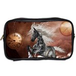 Steampunk, Awesome Steampunk Horse With Clocks And Gears In Silver Toiletries Bags 2-Side Back