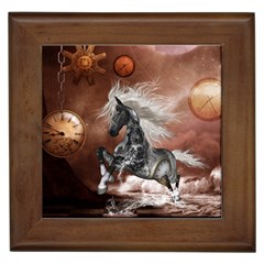 Steampunk, Awesome Steampunk Horse With Clocks And Gears In Silver Framed Tiles by FantasyWorld7