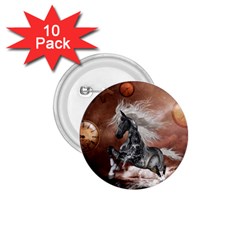 Steampunk, Awesome Steampunk Horse With Clocks And Gears In Silver 1 75  Buttons (10 Pack) by FantasyWorld7