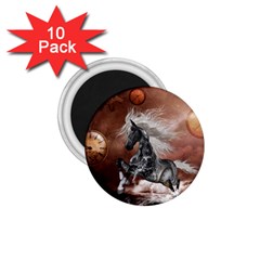 Steampunk, Awesome Steampunk Horse With Clocks And Gears In Silver 1 75  Magnets (10 Pack)  by FantasyWorld7