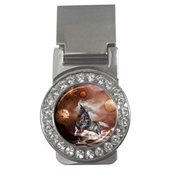 Steampunk, Awesome Steampunk Horse With Clocks And Gears In Silver Money Clips (cz)  by FantasyWorld7