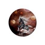 Steampunk, Awesome Steampunk Horse With Clocks And Gears In Silver Rubber Coaster (Round)  Front