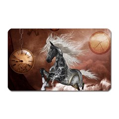 Steampunk, Awesome Steampunk Horse With Clocks And Gears In Silver Magnet (rectangular) by FantasyWorld7