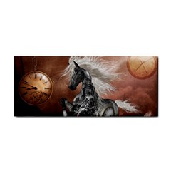 Steampunk, Awesome Steampunk Horse With Clocks And Gears In Silver Hand Towel by FantasyWorld7