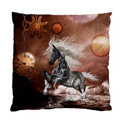 Steampunk, Awesome Steampunk Horse With Clocks And Gears In Silver Standard Cushion Case (one Side) by FantasyWorld7