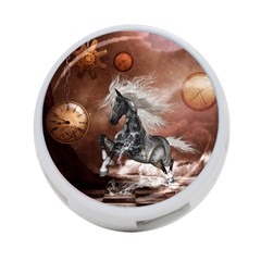 Steampunk, Awesome Steampunk Horse With Clocks And Gears In Silver 4-port Usb Hub (one Side) by FantasyWorld7