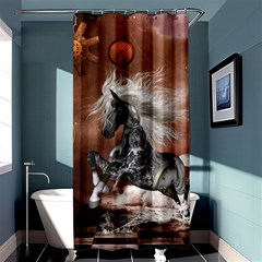 Steampunk, Awesome Steampunk Horse With Clocks And Gears In Silver Shower Curtain 36  X 72  (stall)  by FantasyWorld7