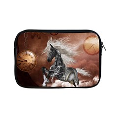 Steampunk, Awesome Steampunk Horse With Clocks And Gears In Silver Apple Ipad Mini Zipper Cases by FantasyWorld7