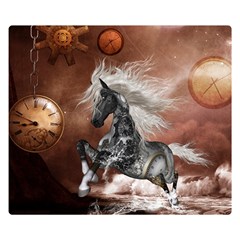 Steampunk, Awesome Steampunk Horse With Clocks And Gears In Silver Double Sided Flano Blanket (small)  by FantasyWorld7