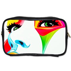 Colourful Art Face Toiletries Bags by MaryIllustrations