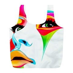 Colourful Art Face Full Print Recycle Bags (l)  by MaryIllustrations