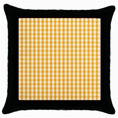 Pale Pumpkin Orange And White Halloween Gingham Check Throw Pillow Case (black) by PodArtist