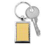 Pale Pumpkin Orange and White Halloween Gingham Check Key Chains (Rectangle)  Front